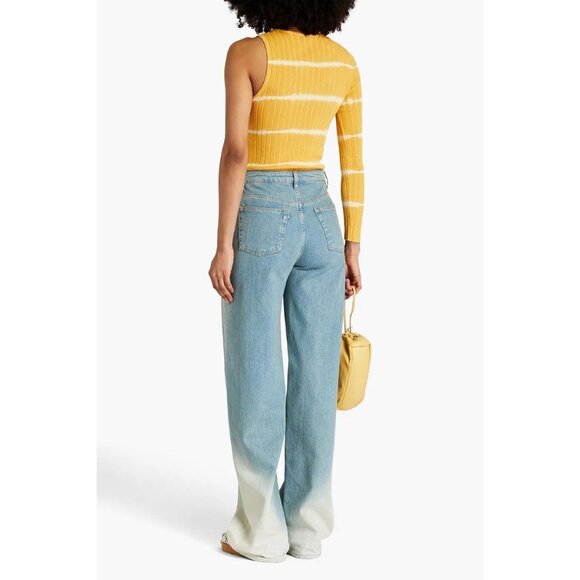 New Sandro Bali One-Sleeve Striped Ribbed Knit Top Sweater Asymmetrical Shirt - Picture 3 of 13